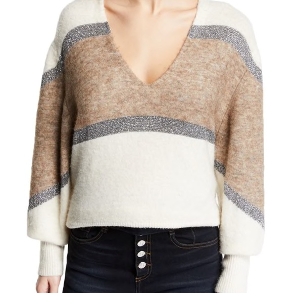 Veronica Beard Miley Colorblock Metallic Pullover Sweater - Picture 1 of 11